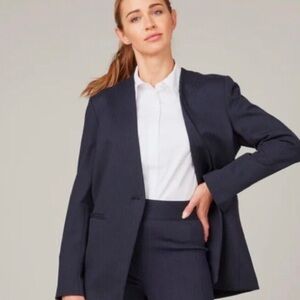 Spanx blazer navy ponte collarless jacket